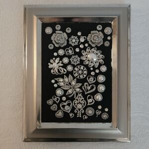 Custom Made Silver And Pearl Jewelry Art For Home Or Wall Decor